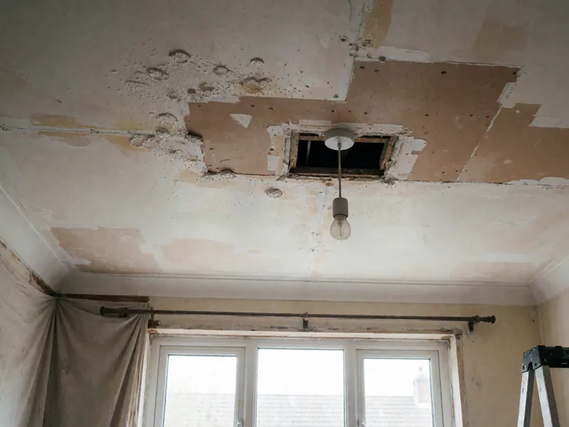 Ceiling and drywall water damage in Woodside, New York