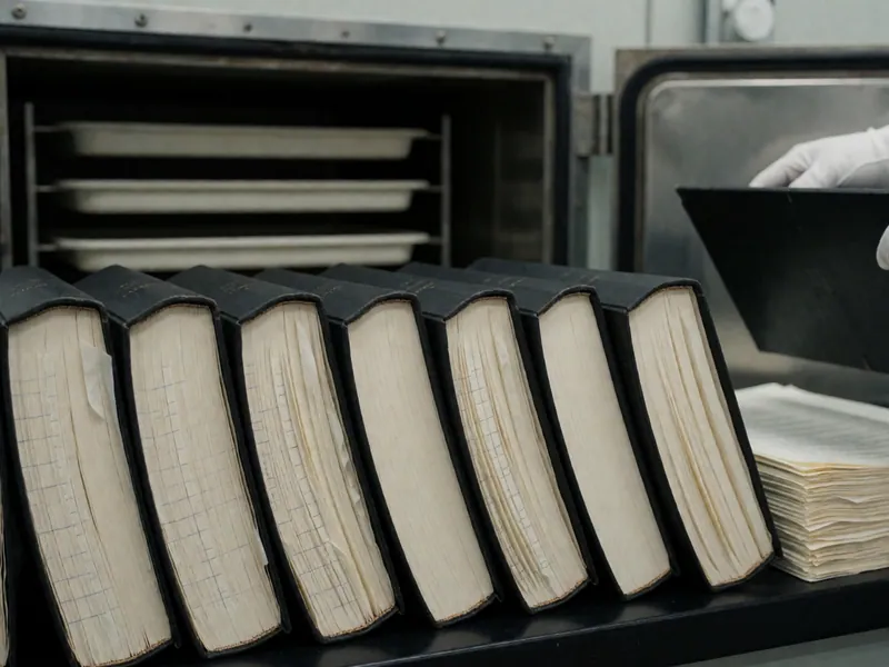 Closed volumes on the document recovery bench, by Woodside Water & Fire Restoration in Woodside, New York